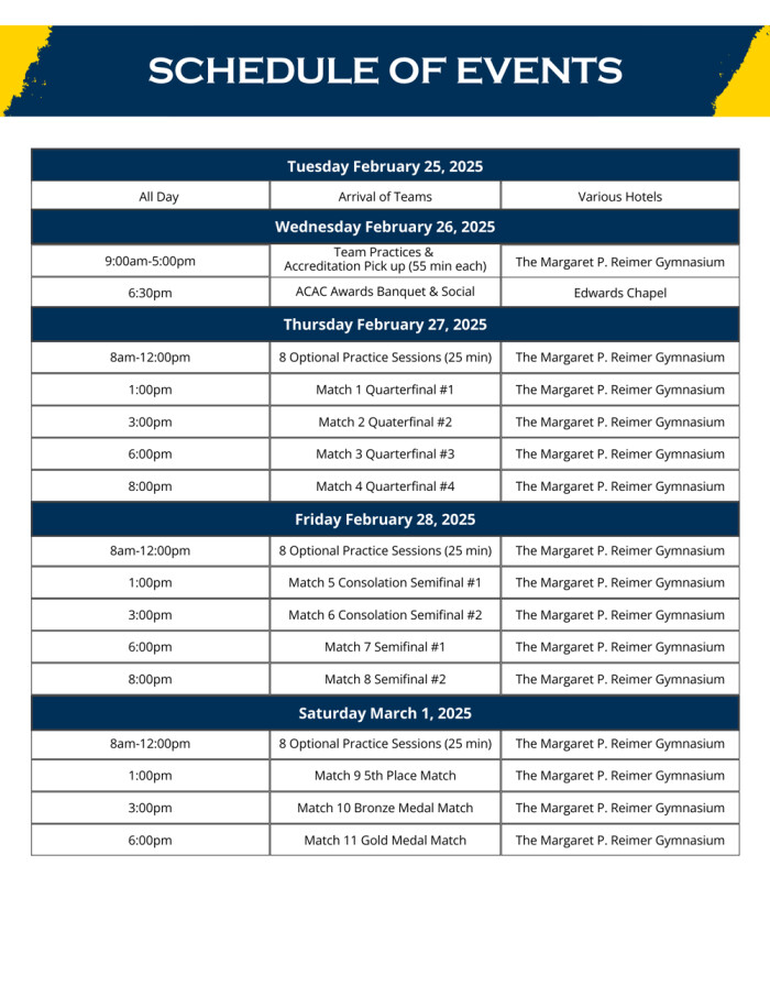 event schedule