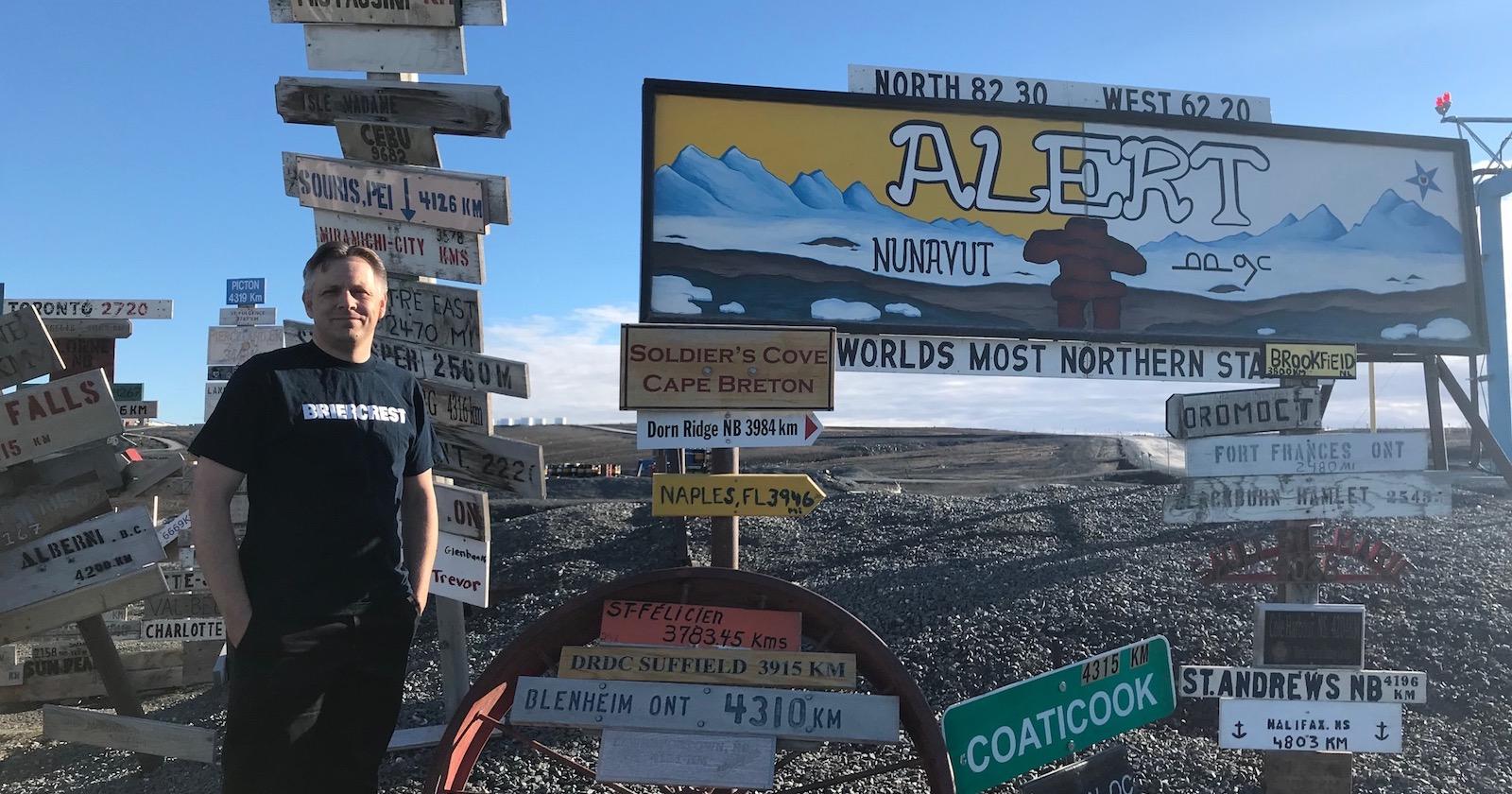 Capt The Rev Eric Davis representing Briercrest at ALERT, a Canadian military outpost in the North Pole.