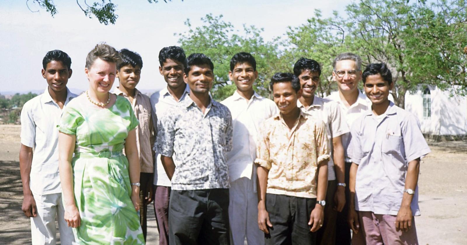 Roy and Adelina Martens with boys from the boarding school they managed. 